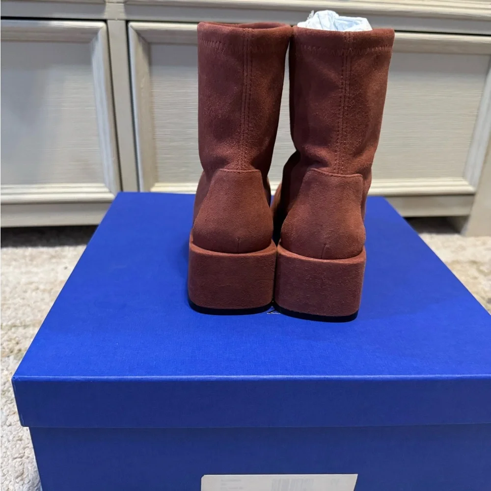 Women's Suede Ankle Boots - Rust - Picture 4 of 9